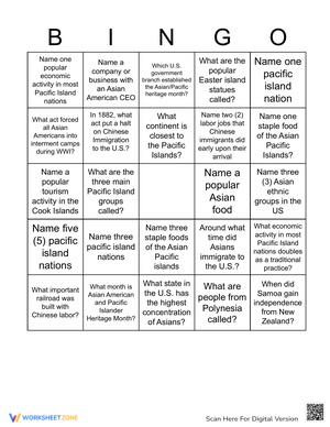 Asian American and Pacific Islander Heritage Month Bingo 7