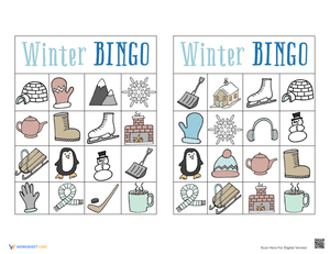 Winter Bingo Game Boards for Classroom