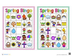 Spring Bingo Game Worksheet for Festive Fun