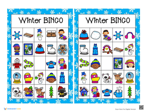 Winter Bingo Cards Worksheet for Seasonal Fun
