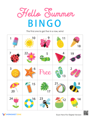 Hello Summer Bingo for Kids