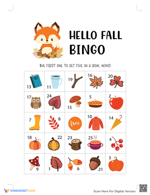 Hello Fall Bingo Game