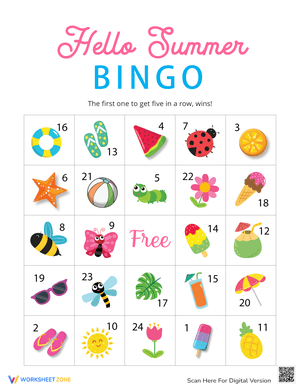 Interactive Hello Summer Bingo Cards