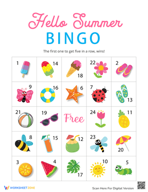 Interactive Hello Summer Bingo Game