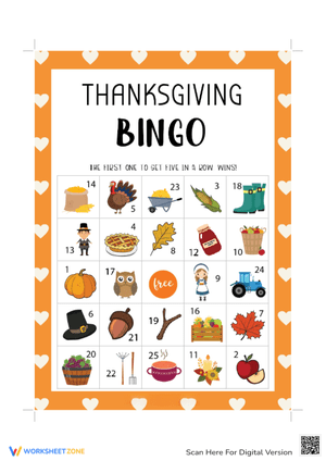 Thanksgiving Bingo Cards 