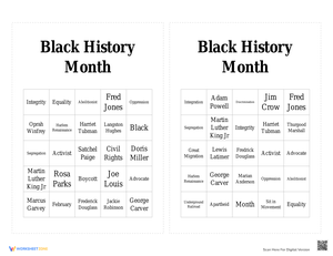 Black History Month Bingo
