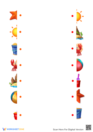 Summer Match the Halves Puzzle Worksheet
