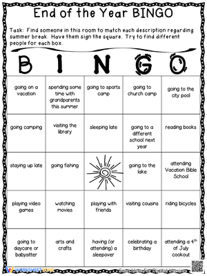 End of the School Year Bingo
