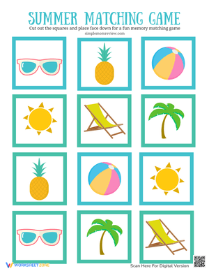 Summer Matching Game Worksheet