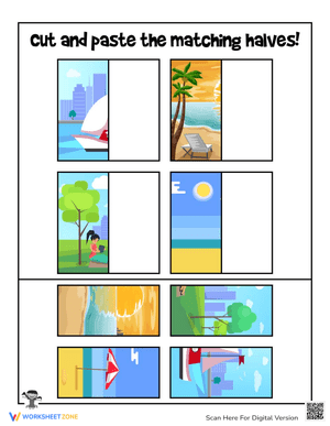Summer Cut and Paste Puzzle Activity