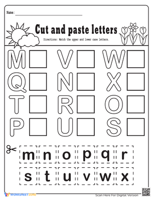 Fun Cut and Paste Letters Activity Worksheet