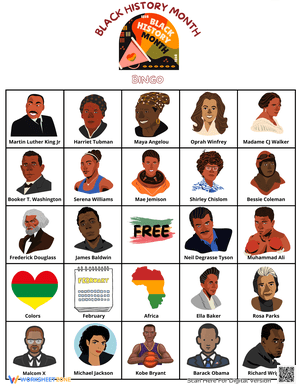 Black History Month Bingo Cards for Classroom Fun