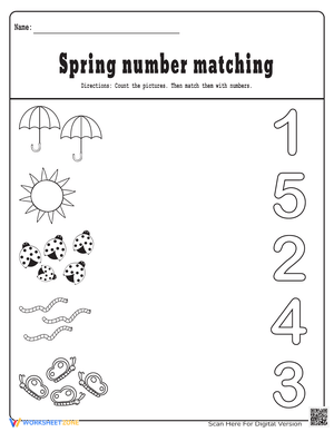 Spring Number Matching Worksheet