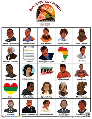 Black History Month Bingo Cards Worksheet