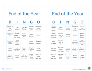 Fun End of the Year Bingo for Students