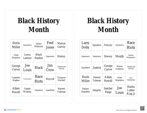 Fun Black History Month Bingo