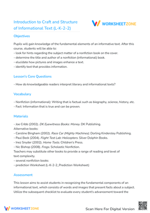 Introduction to Craft and Structure of Informational Text
(L-K-2-2)