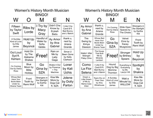 Women's History Month Musician Bingo