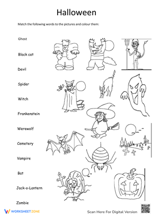Halloween Matching and Colouring