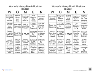 Bingo Fun: Women's History Month Musicians