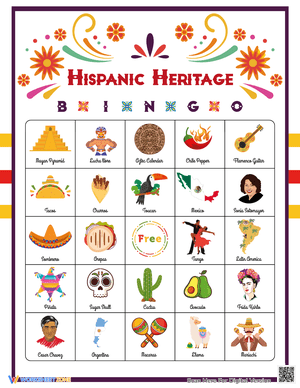 Hispanic Heritage Month Bingo