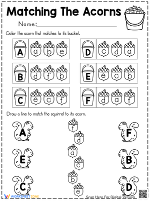 Fall Acorns Matching Letters Activity