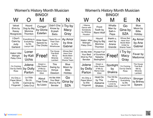 Women's History Month: Musician Bingo Game