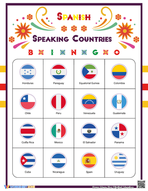Interactive Spanish Speaking Countries Bingo Game