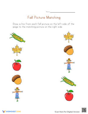 Fall Picture Matching Game Worksheet