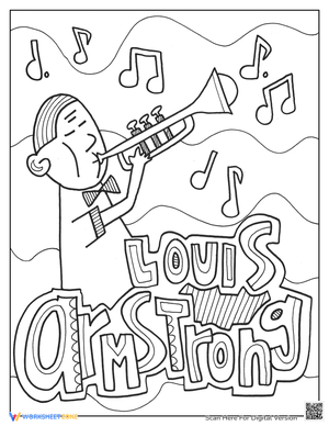 Louis Armstrong Coloring Page for Music