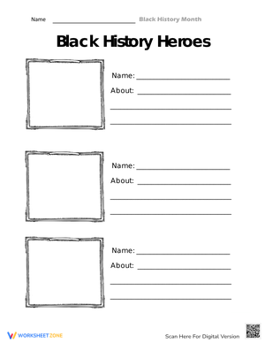 Black History Heroes Writing Worksheet