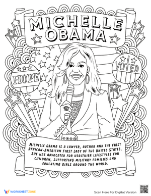 Michelle Obama Coloring Page Activity
