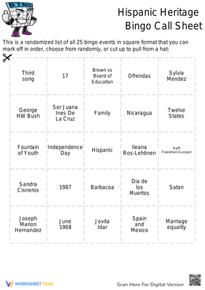 Hispanic Heritage Bingo Cards Resource
