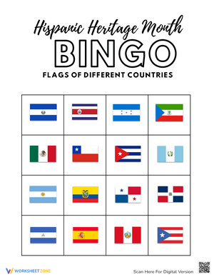 Hispanic Heritage Month Flag Bingo Learning