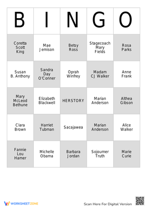 Explore History with Women's History Month Bingo