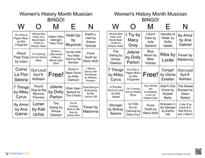 Women's History Month Musician Bingo Fun