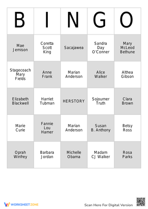 Learn with Women's History Month Bingo Cards