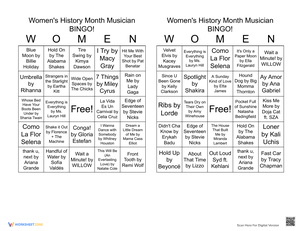 Women's History: Printable Musician Bingo Game