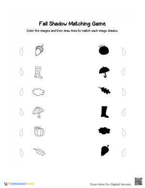 Fall Items Shadow Matching Game Activity