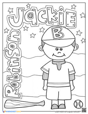 Jackie Robinson Coloring Page Worksheet