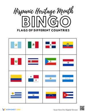 Hispanic Heritage Month Flag Bingo Game