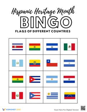 Interactive Bingo: Hispanic Heritage Flags