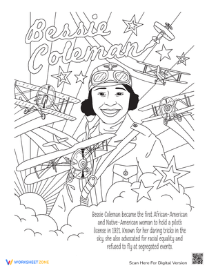 Bessie Coleman Coloring Page Fun Activity