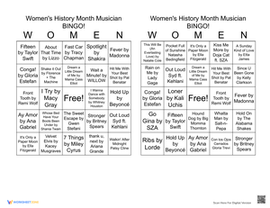 Interactive Women's History Musician Bingo