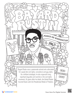 Bayard Rustin Coloring Page