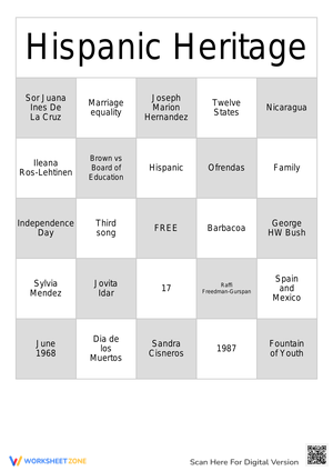 Hispanic Heritage Bingo Cards for Cultural Learning