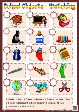 Matching School Objects Worksheet