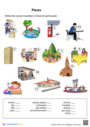 Places Matching Worksheet