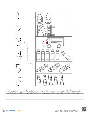 Back to School Counting Worksheet