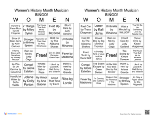 Women's History Month: Musical Bingo Worksheet